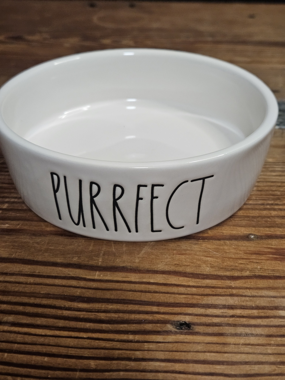 Rae Dunn White Ceramic Pet Bowl with "PURRfect" Text - Picture 7 of 7